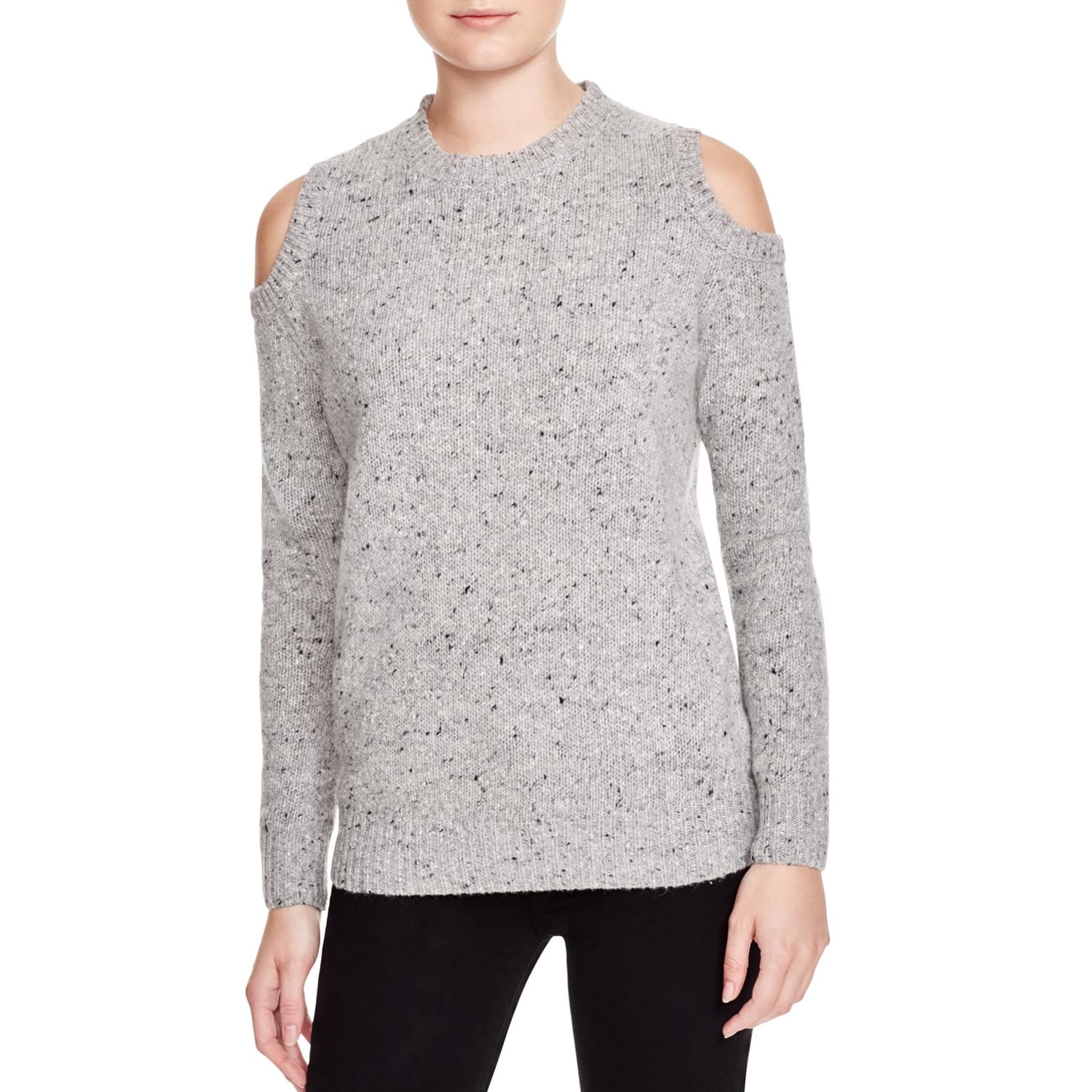 Rebecca Minkoff Women s Cold Shoulder Page Sweater Sz XS Light Grey Multi