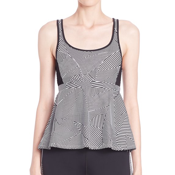 Rebecca Minkoff Women's Peplum Vita Top Sz M Black/White