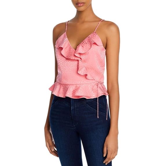 Rebecca Minkoff Women's Pink Carson Cropped Wrap Top