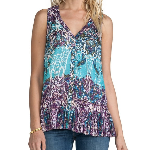 Rebecca Minkoff Women's Printed Howland Top Sz XS Amethyst