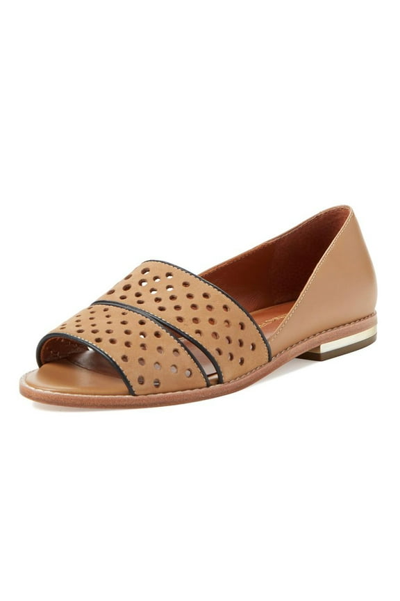 Women's Sadie Perforated Leather Flats US 8.5 Tan