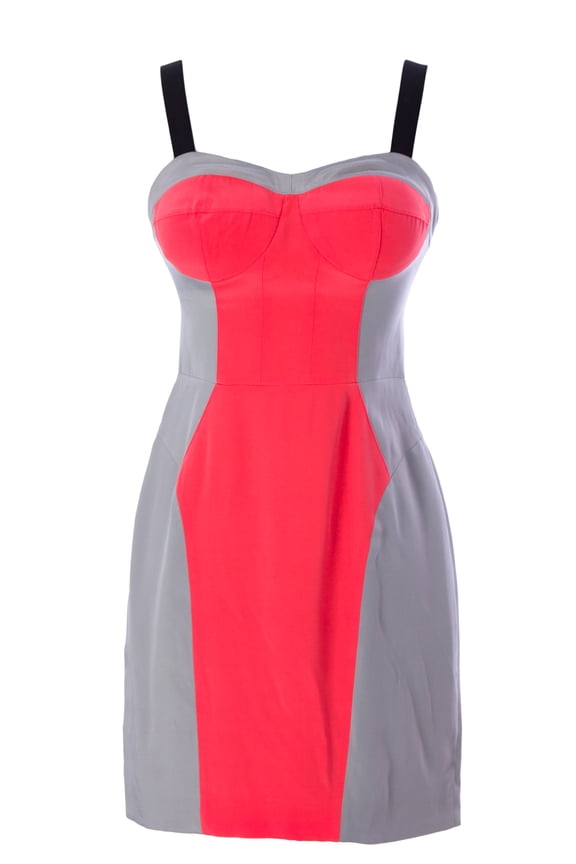 Women's Silk Corset Colorblock Claudia Dress Sz 0 Daiquiri & Cloud