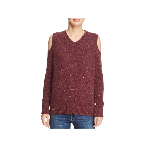 Rebecca Minkoff Womens Marled Ribbed Trim Sweater Red XS