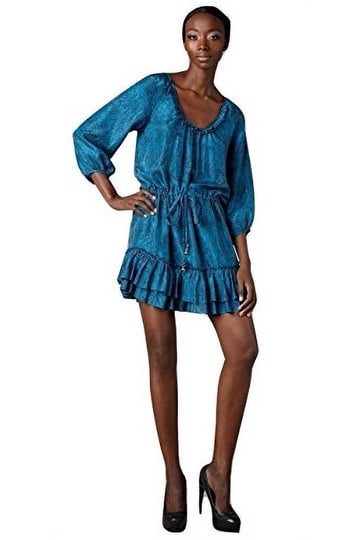 mini dresses flowy Puff Sleeve Beige Floral Dress L