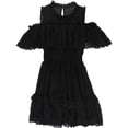 thumbnail image 1 of Rebecca Taylor Womens Cold Shoulder Flounce Dress, Black, 8, 1 of 2