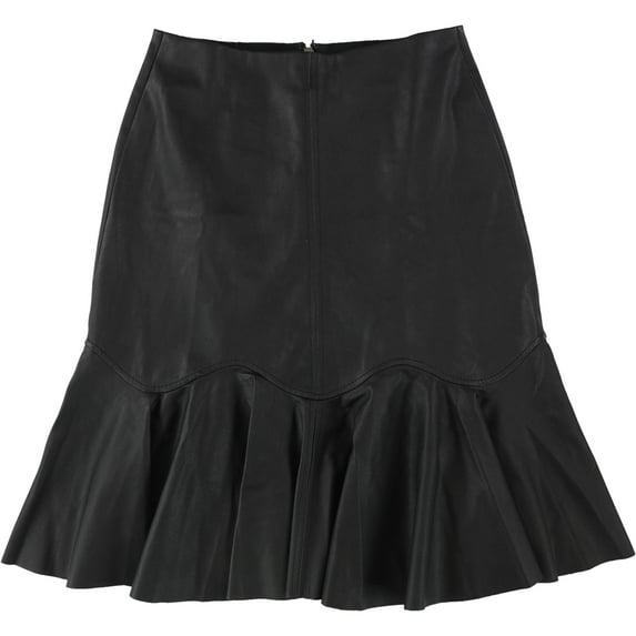 Rebecca Taylor Womens Faux-Leather A-line Skirt, Black, 2