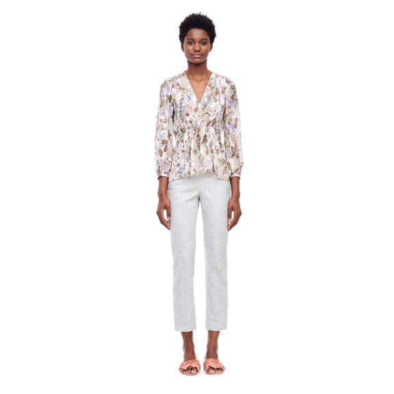 Rebecca Taylor Womens Ls Penelope Top Sky Blue Combo 8