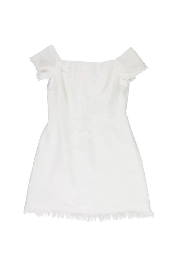 Womens Slub Suiting Sheath Dress, White, 8