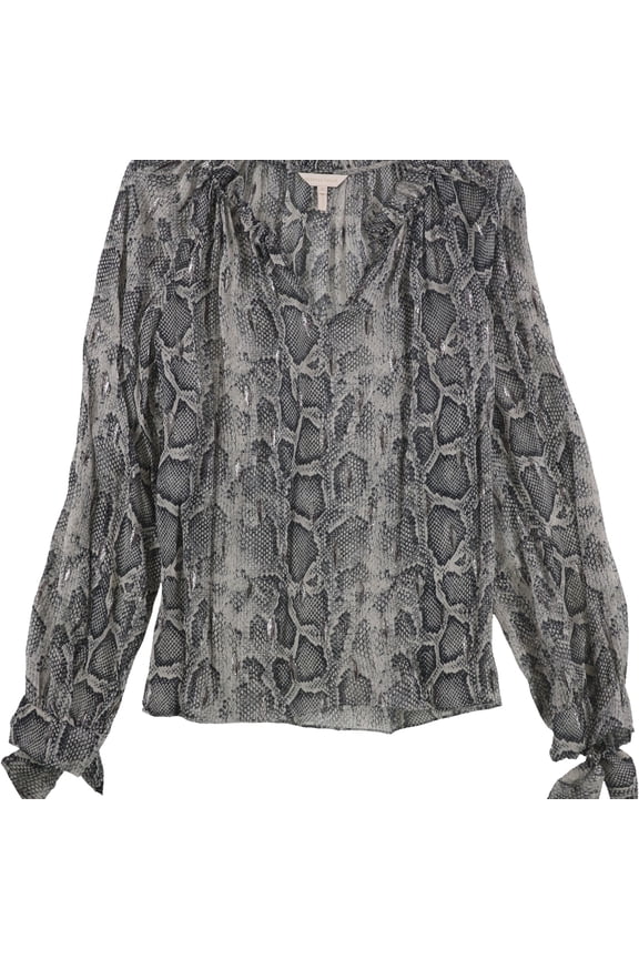 Womens Snake Print Pullover Blouse, Grey, 12