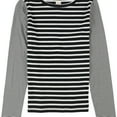 thumbnail image 1 of Rebecca Taylor Womens Striped Basic T-Shirt, Black, Large, 1 of 2