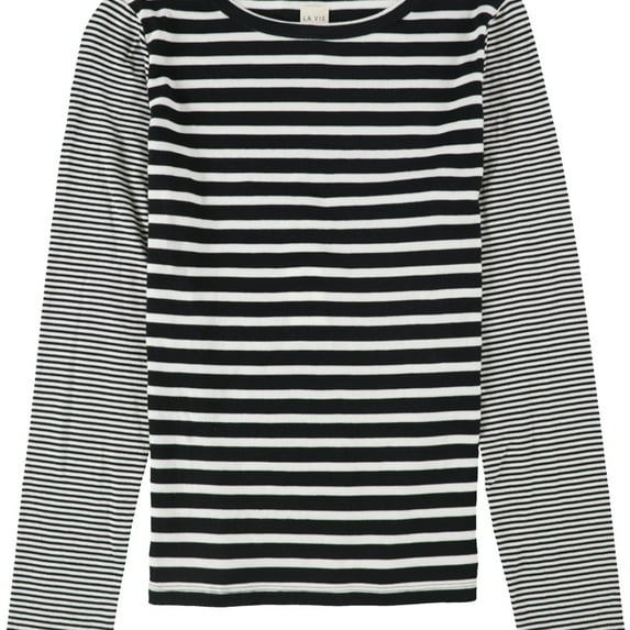 Rebecca Taylor Womens Striped Basic T-Shirt, Black, Large