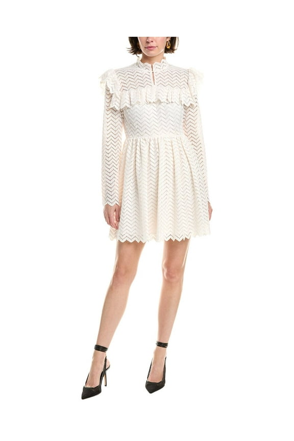 womens Chevron Lace Mini Dress, 12, Pink