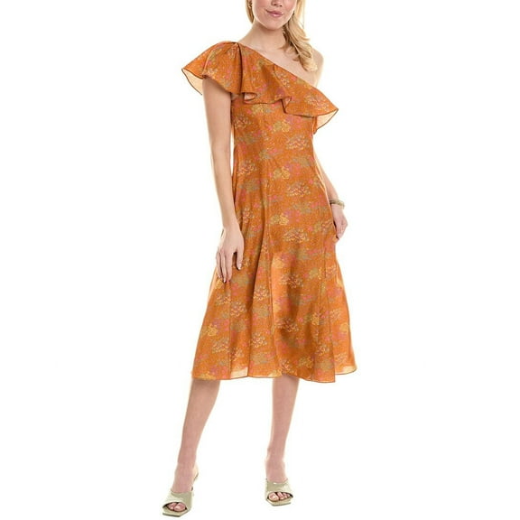 Rebecca Taylor womens Isabelle Silk Midi Dress, 2, Orange