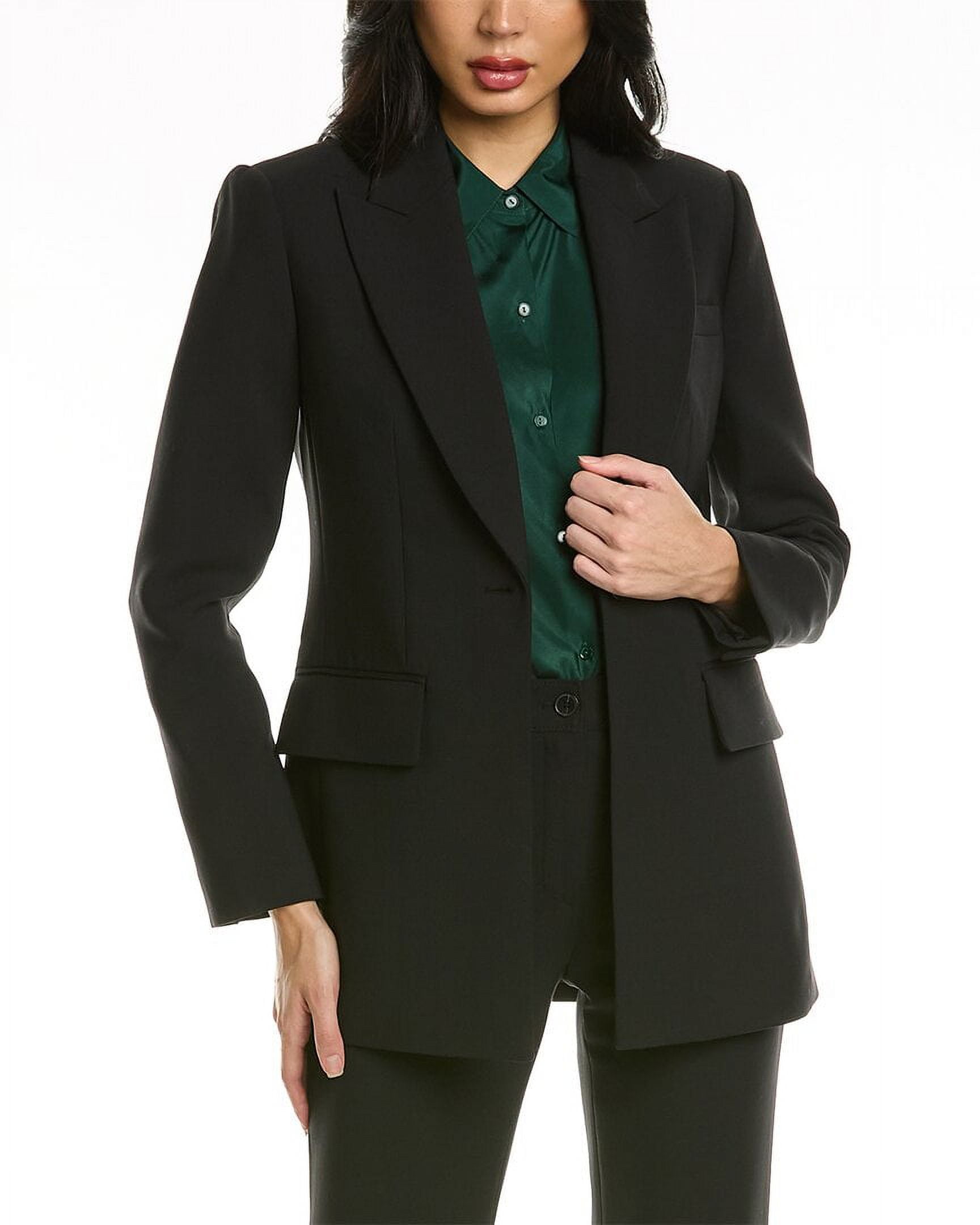 Rebecca Taylor womens Refined Suiting Wool-Blend Blazer, 16, Black