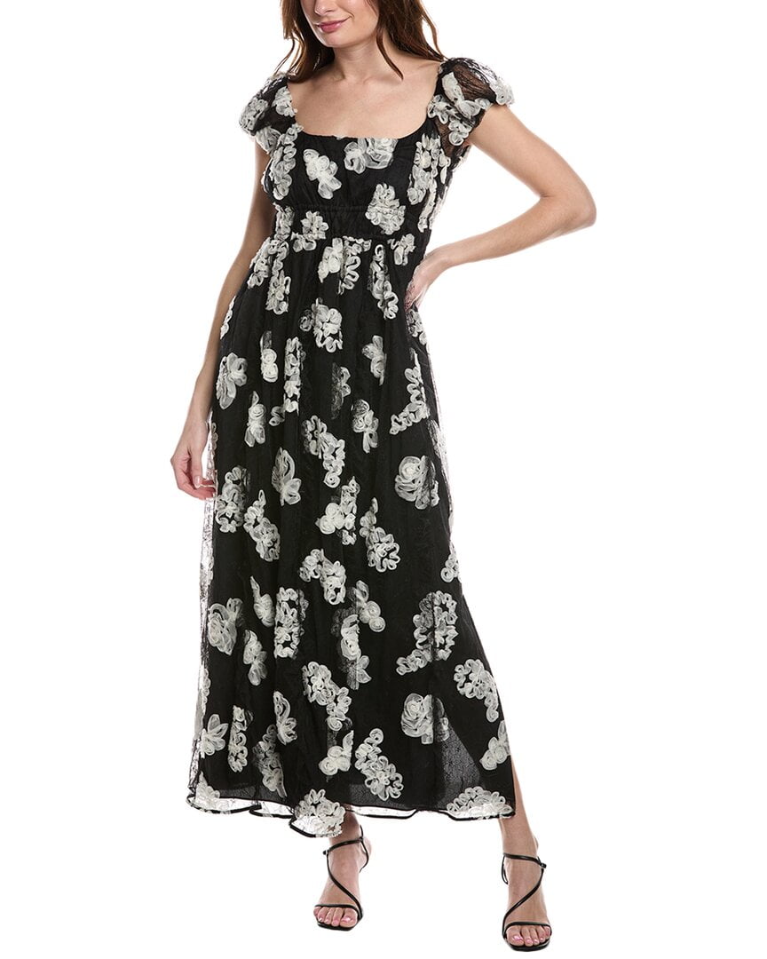 Rebecca Taylor womens Ribbon Lace Silk Maxi Dress, 0, Black - Walmart.com