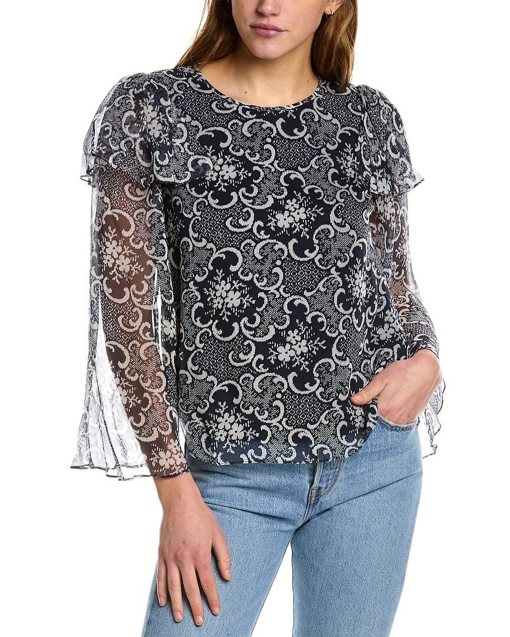 Rebecca taylor silk ruffle deals top