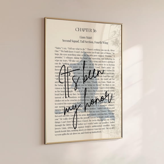Rebecca Yarros, 'It'S Been My Honor', Fourth Wing Quote, Wall Art, Book Lover Poster, Liam'S Last Words, Fourth Wing Poster, Unframed Poster Size 16x24 F03.1.14l2478