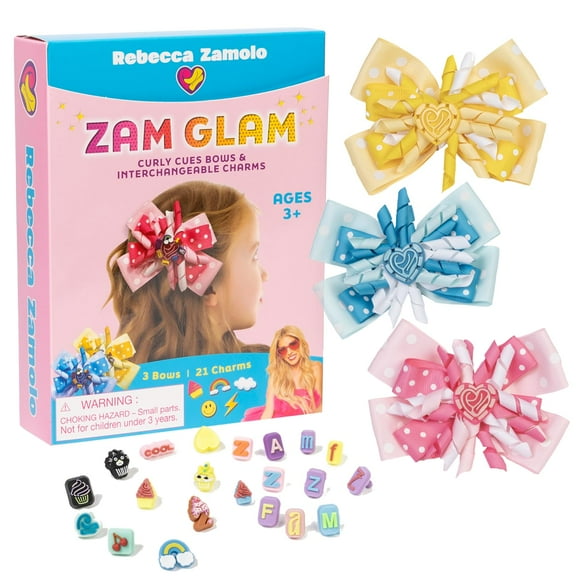 Rebecca Zamolo Zam Glam Hair Bow Kit- Combine Unique Charms, Custom DIY Fashion, Personalize Accessory, School Sport Everyday Wear
