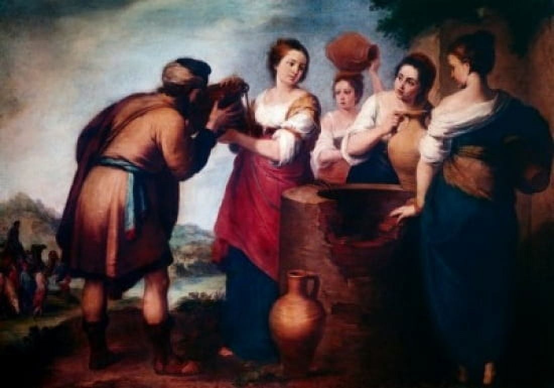 Rebecca and Eliezer by Bartolome Esteban Murillo (1617-1682) Spain Madrid Musee del Prado Canvas Art - Bartolome Esteban Murillo (24 x 36)