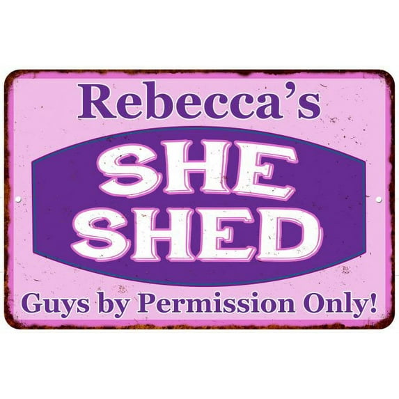 Rebecca's Purple & Pink SHE SHED Vintage Sign 8x12 Woman Wall Decor 108120040356