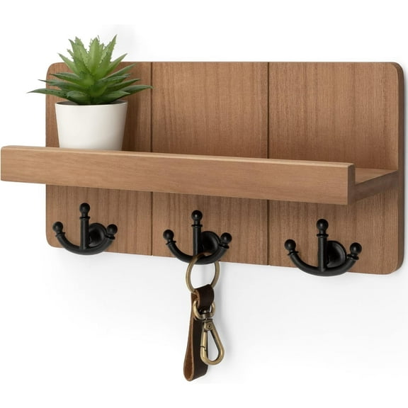 Rebee Vision Key Holder Mail Organizer with 3 Anchor Hooks (Black, 11inch)