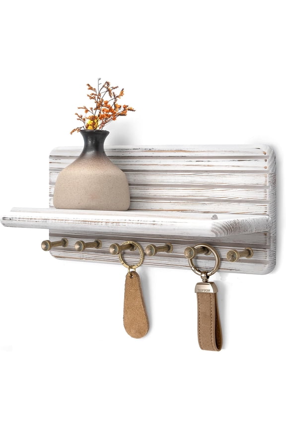 Mini Key Holder Wall Mount - Wooden Mail and Key for Wall