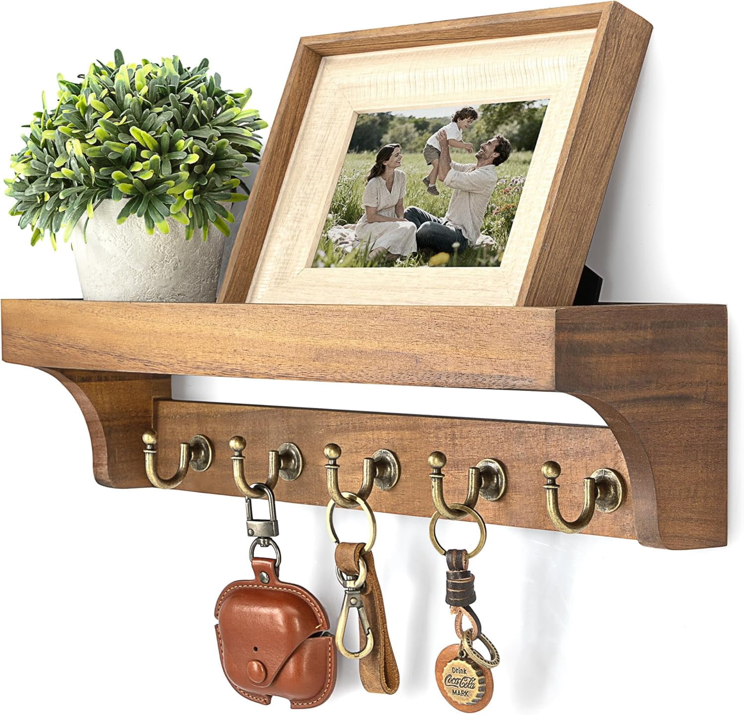 Rebee Vision Pine Wood Key Holder Wall Mount -Acacia
