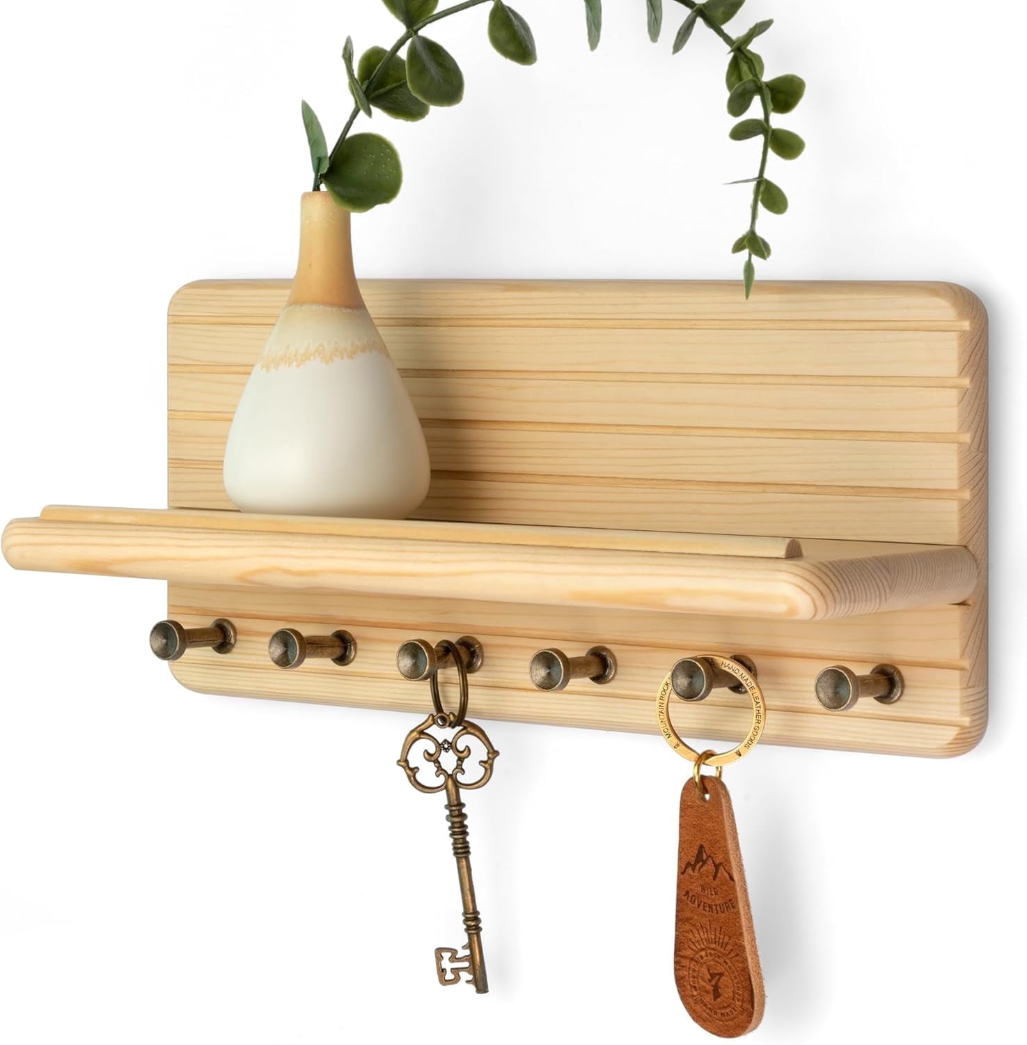 Rebee Vision Small Pine Wood Key Holder Wall Mount - Mini Key Holder ...