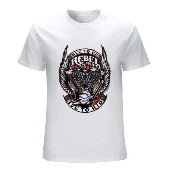 Rebel And Pride Free to Run Vintage T-shirt Mens Cotton Classic Crewneck Short Sleeve Tees Unisex White 4XL