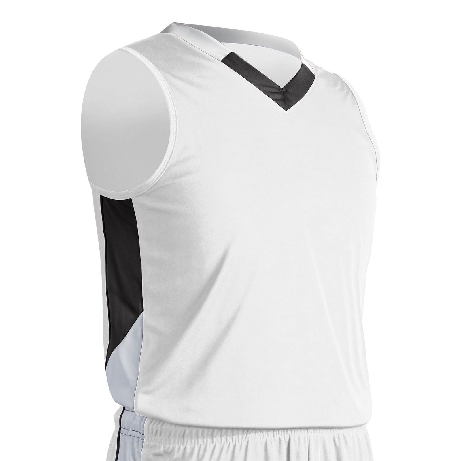 Rebel Basketball Jersey, Adult 2X-Large, White, Black, and White