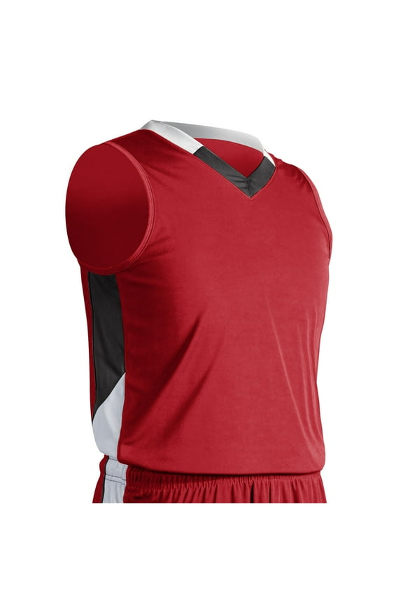 Rebel Basketball Jersey, Adult Large, Scarlet, Black, and White