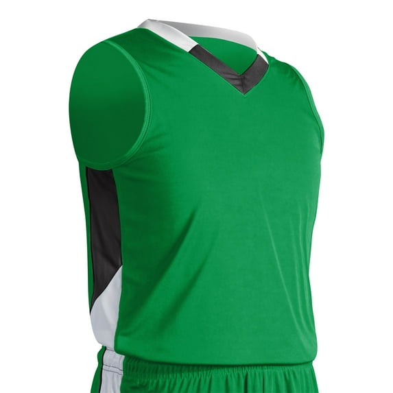 Rebel Basketball Jersey, Adult Small, Kelly Green, Black, and White
