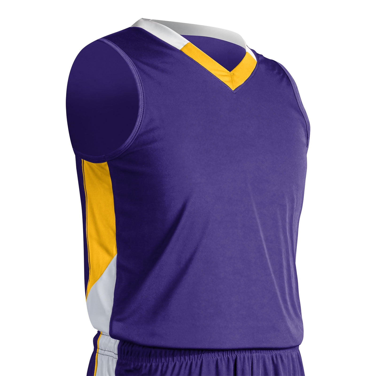 Rebel Basketball Jersey, Adult Small, Purple, Gold, and White