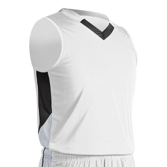 Rebel Basketball Jersey, Adult Small, White, Black, and White