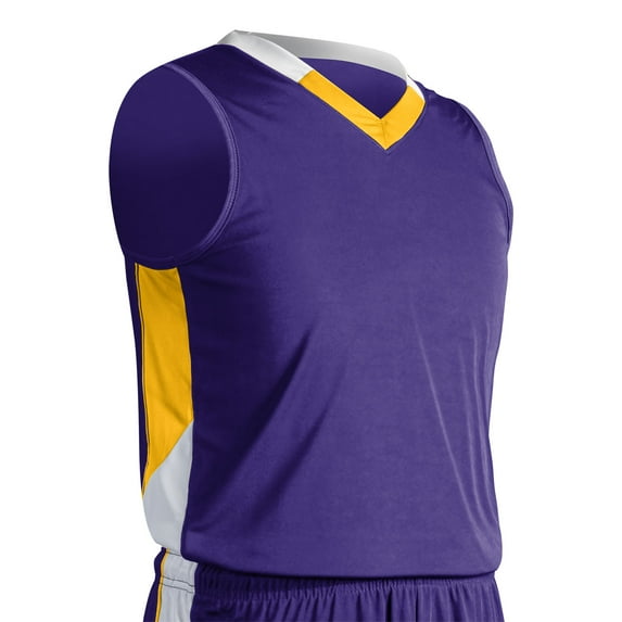 Rebel Basketball Jersey, Youth Large, Purple, Gold, and White