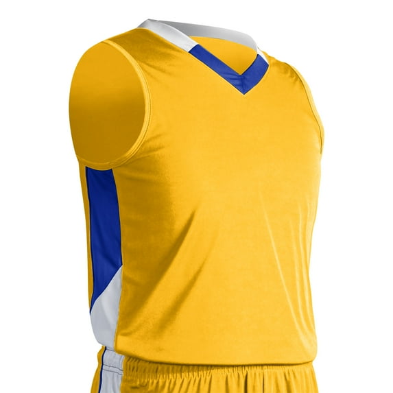 Rebel Basketball Jersey, Youth Medium, Gold, Royal, and White