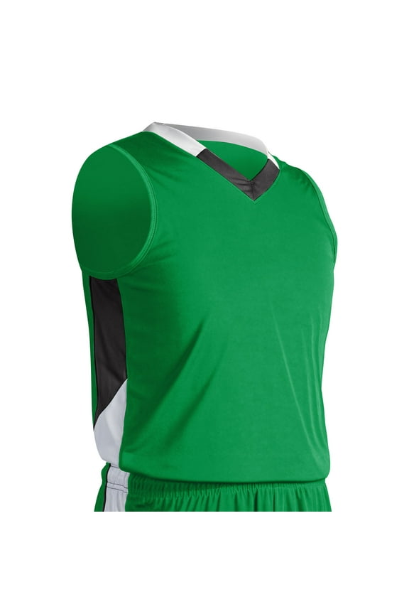 Rebel Basketball Jersey, Youth Medium, Kelly Green, Black, and White