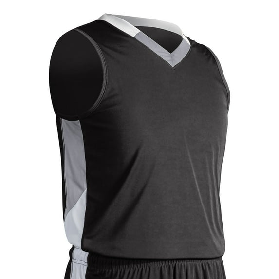 Rebel Basketball Jersey, Youth X-Small, Black, Silver, and White
