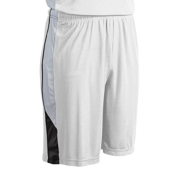 Rebel Basketball Shorts, Youth Large, White with Black and White Side Inserts