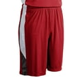 thumbnail image 1 of Rebel Basketball Shorts, Youth Small, Scarlet with Black and White Side Inserts, 1 of 2