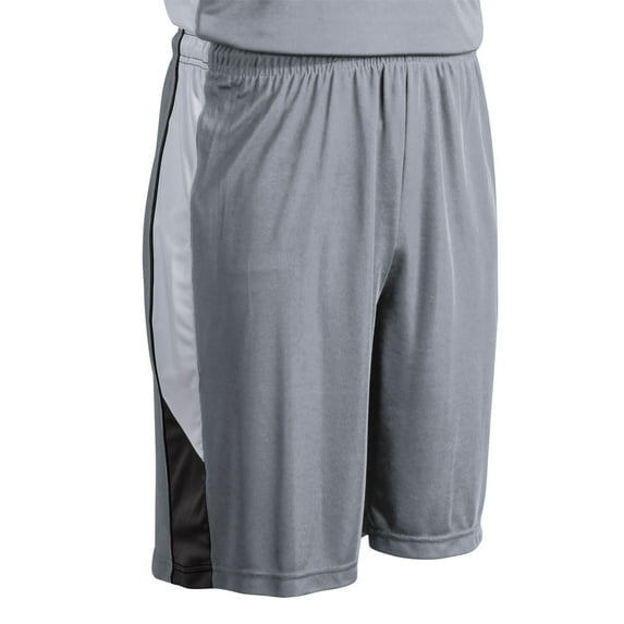 Rebel Basketball Shorts, Youth Small, Silver with Black and White Side Inserts