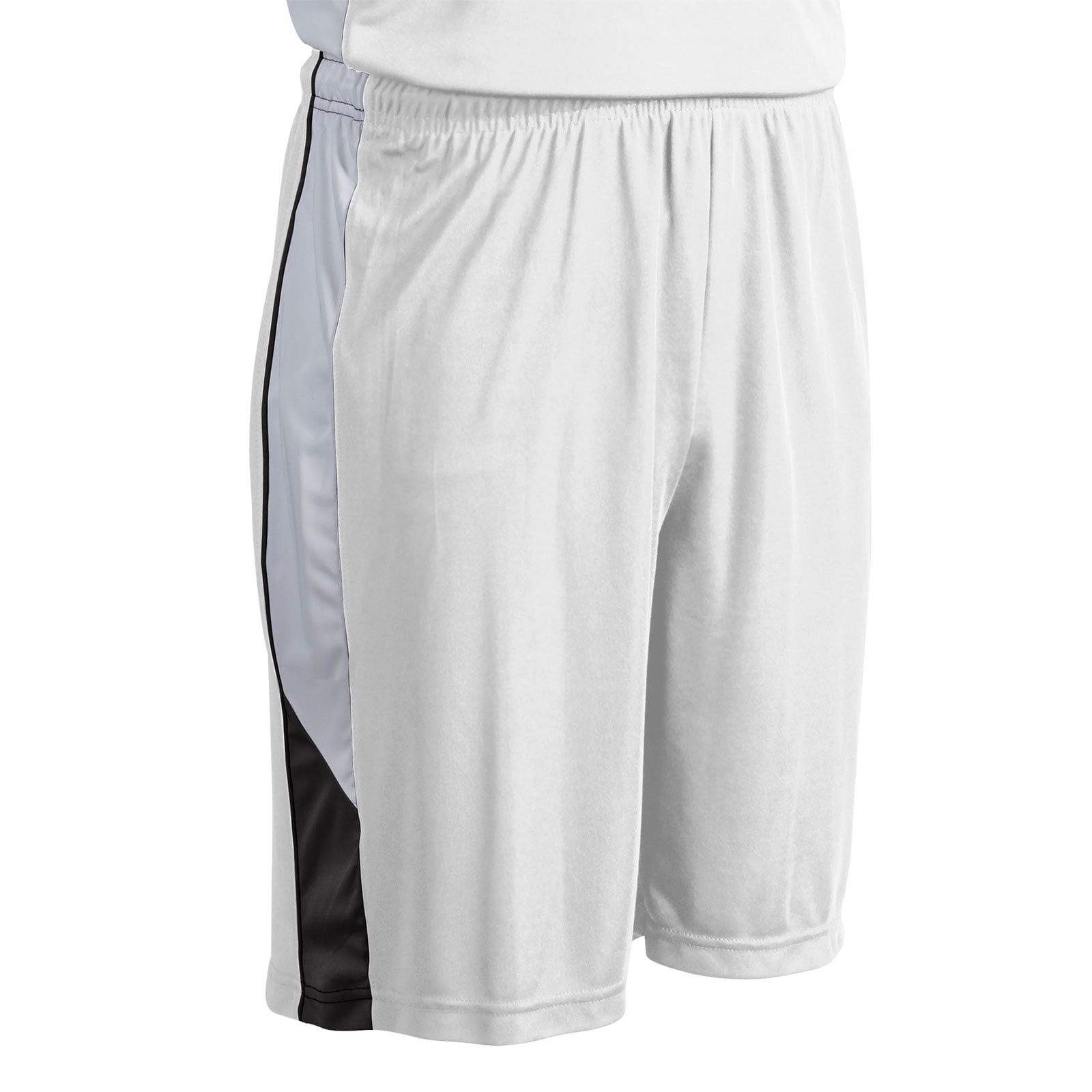 Rebel Basketball Shorts, Youth X-Small, White with Black and White Side Inserts