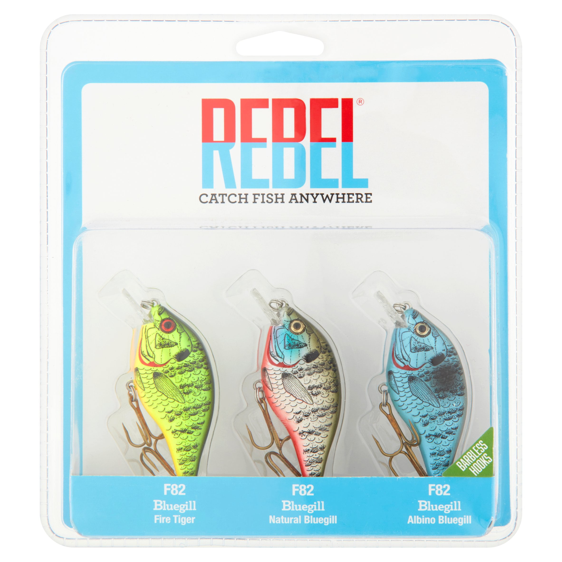Rebel Bluegill 3Pack Fishing Lure Hard Bait Assorted 2 1/2 in 1/4