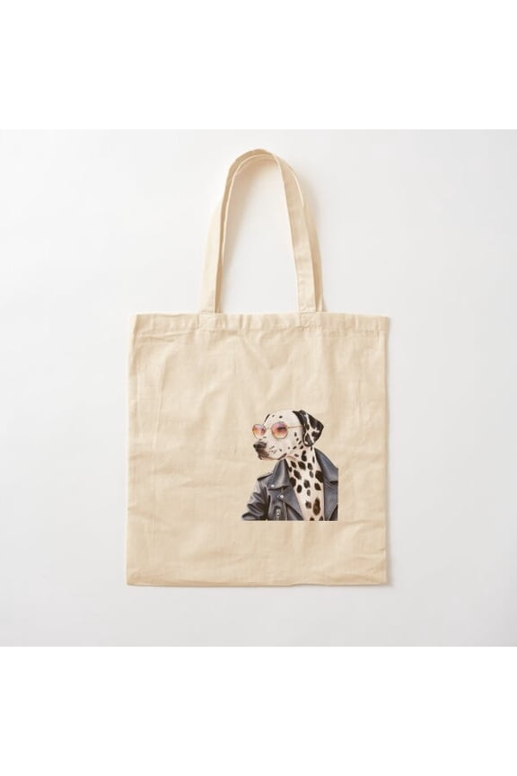 Rebel Dalmatian In Leather Jacket, Rocker Style Canvas Tote Bags, Reusable Shopping Bag