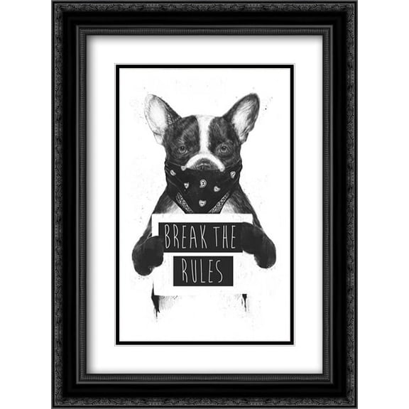 Rebel Dog 2x Matted 18x24 Black Ornate Framed Art Print by Solti, Balazs