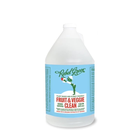 Rebel Green Fruit & Veggie Clean - Natural, Plant-Based Vegetable Wash - Sustainable, No Aftertaste - 1 Gallon Refill