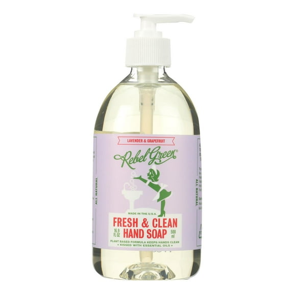 Rebel Green, Liquid Hand Soap, Lavender Grapefruit Scent, 16.9 Fl Oz 4 Packs