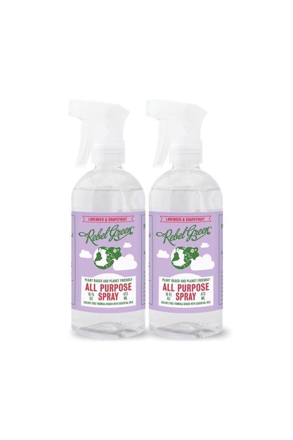 Natural All-Purpose Cleaning Spray - Essential Oil Multi-Surface Cleaner - Kid Safe, Pet Safe & Sustainable Cleaning Products - Lavender & Grapefruit Scent - (16 Ounce Bottles, 2 Pack)