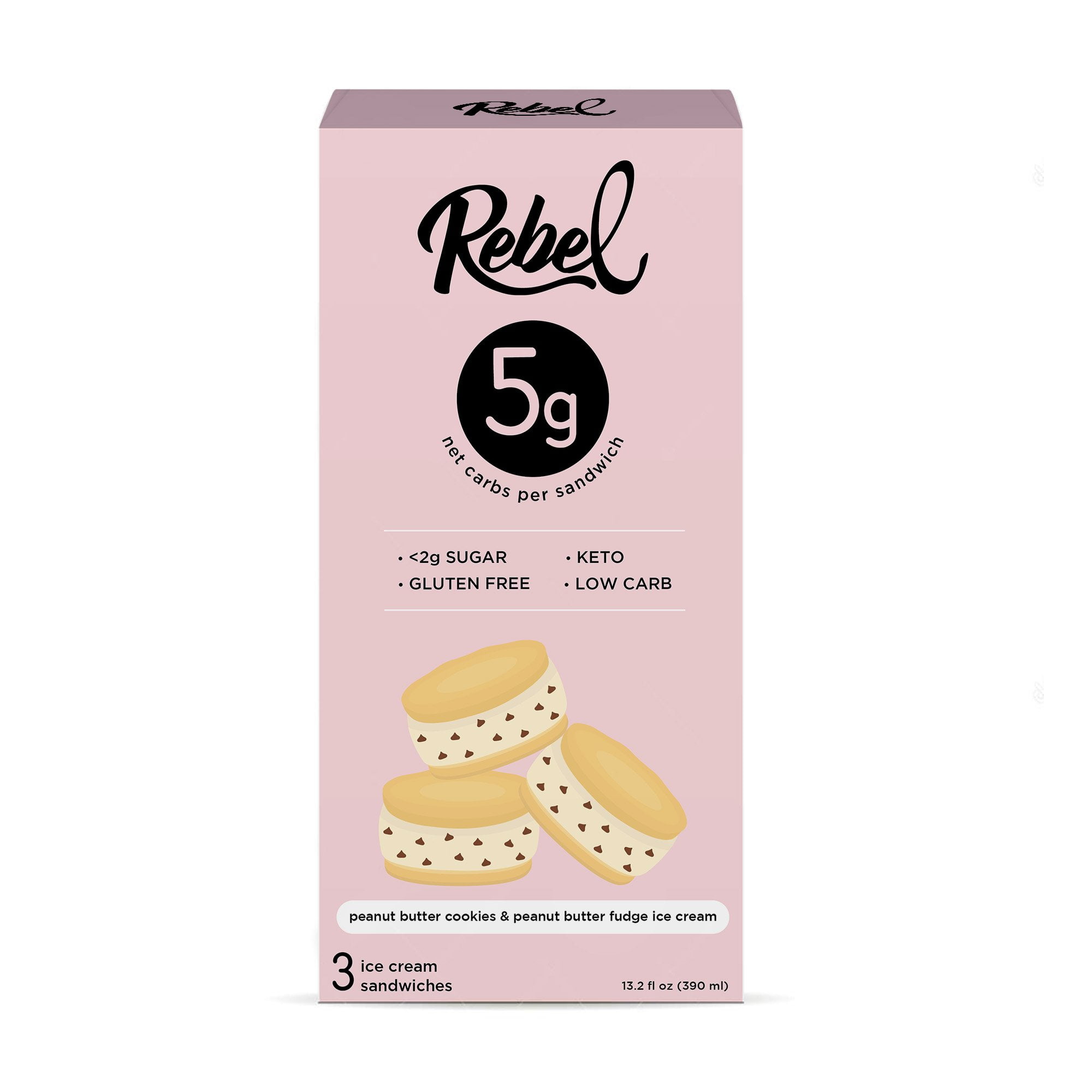 Rebel Ice Cream Double Peanut Butter Fudge Sandwich