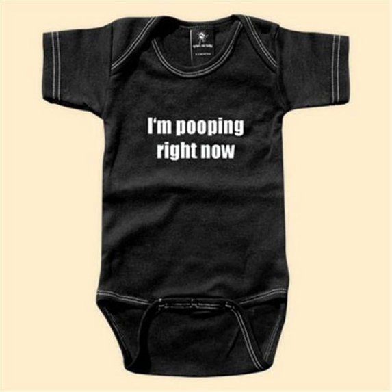 Rebel Ink Baby 309bo06 I m Pooping Right Now- 0-6 Month Black One Piece Undershirt